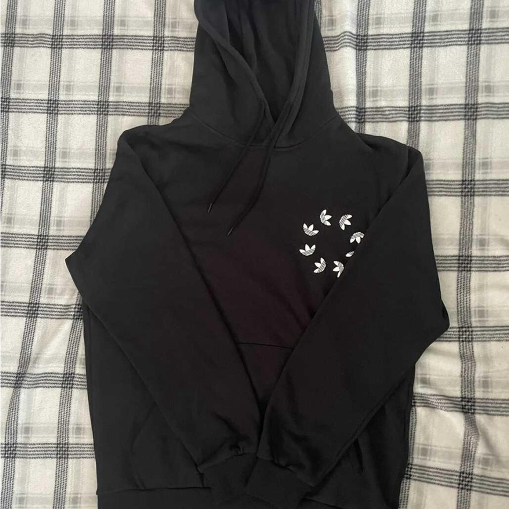Adidas Black Hoodie with White Logo Accents